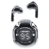 T8 Transparent Wireless Earbuds – Crystal-Clear Design with Digital Charging Case