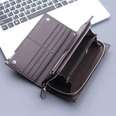 Premium Leather Long Wallet for Men – Large Capacity Wallet with 9 Card Slots, Cash & Phone Compartments