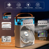 Portable Air Cooler & Humidifier with 3 Wind Modes, 3 Mist Modes & 7-Color Night Light – 700ml Water Tank